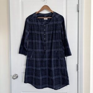 Wrap London Dress Size 14 Wool Plaid Blue A Line